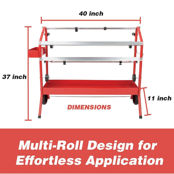 LAUCO 36" Mobile Masking Paper Machine with Storage Trays – Multi-Roll Masking Dispenser for Auto Body Paint, Car Repair & Collision Shop Prep (87277)