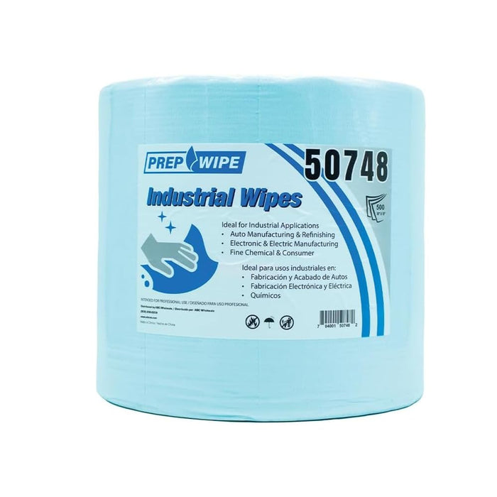 LAUCO Prep-Wipe Industrial Wipes Jumbo Roll, Heavy Duty Blue Cleaning Towels (500 Sheets/Roll, 1 Roll/Case, 10” x 15” each sheet) 50748