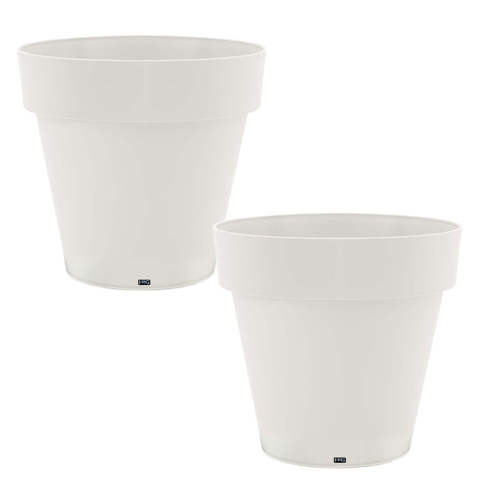 LAUCO Classic Round Plastic Plant Pot with Wide Lip, Lightweight UV Resistant Flower Pot with Drainage Holes, Indoor & Outdoor Planter for Herbs, Vegetables & Flowers (2 Pack) (White, 17 INCH) 36028