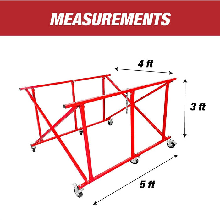Folding Pick Up Bed Dolly - Easily Fold Large Auto Body Bed Cart that Holds up to 800 lbs, Pickup Dolly, Truck Bed Lifter, Automotive Body Cart, Pick Up Bed Stand, Truck Lift 01682