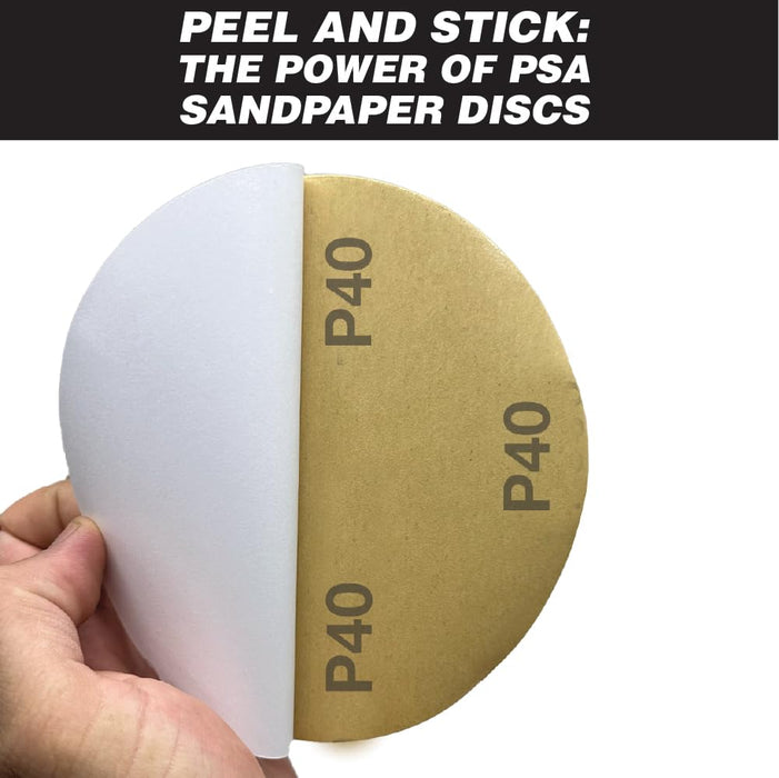 6” Premium Ceramic Orange PSA Discs - 40 Grit (Box of 25) - No Hole, self Adhesive Random Orbital Sander Discs for Sanding Polishing on Fiberglass, Metal, Wood (GRIT 40)