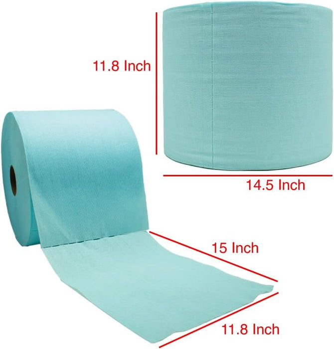 LAUCO Prep-Wipe Heavy Duty Industrial Wipes Jumbo Roll, Lint Free Blue Cleaning Towels, (500 Sheets per Roll, 1 Roll/Case, 11.8” x 15” each sheet) (05820) (2 Pack)