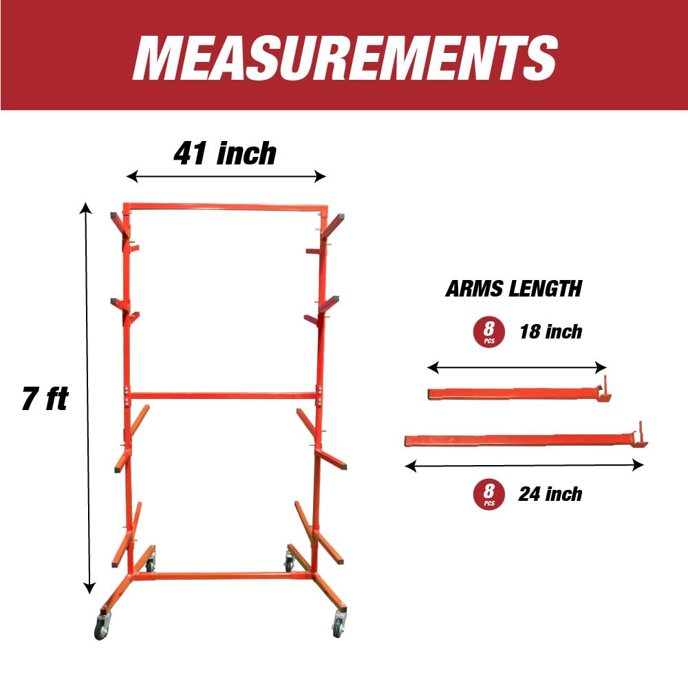 LAUCO Floor Mobile Bumper Storage Rack - Double Sided Bumper Storage Rack for Automobile Parts - Maximize Efficiency with Double-Sided Automobile Parts Storage