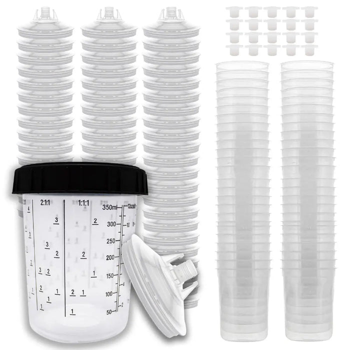 Disposable 13.5 Ounce (400ml) Paint Spray Gun Cups Liners and Lid System, 50 Pack 190 MIC Kit