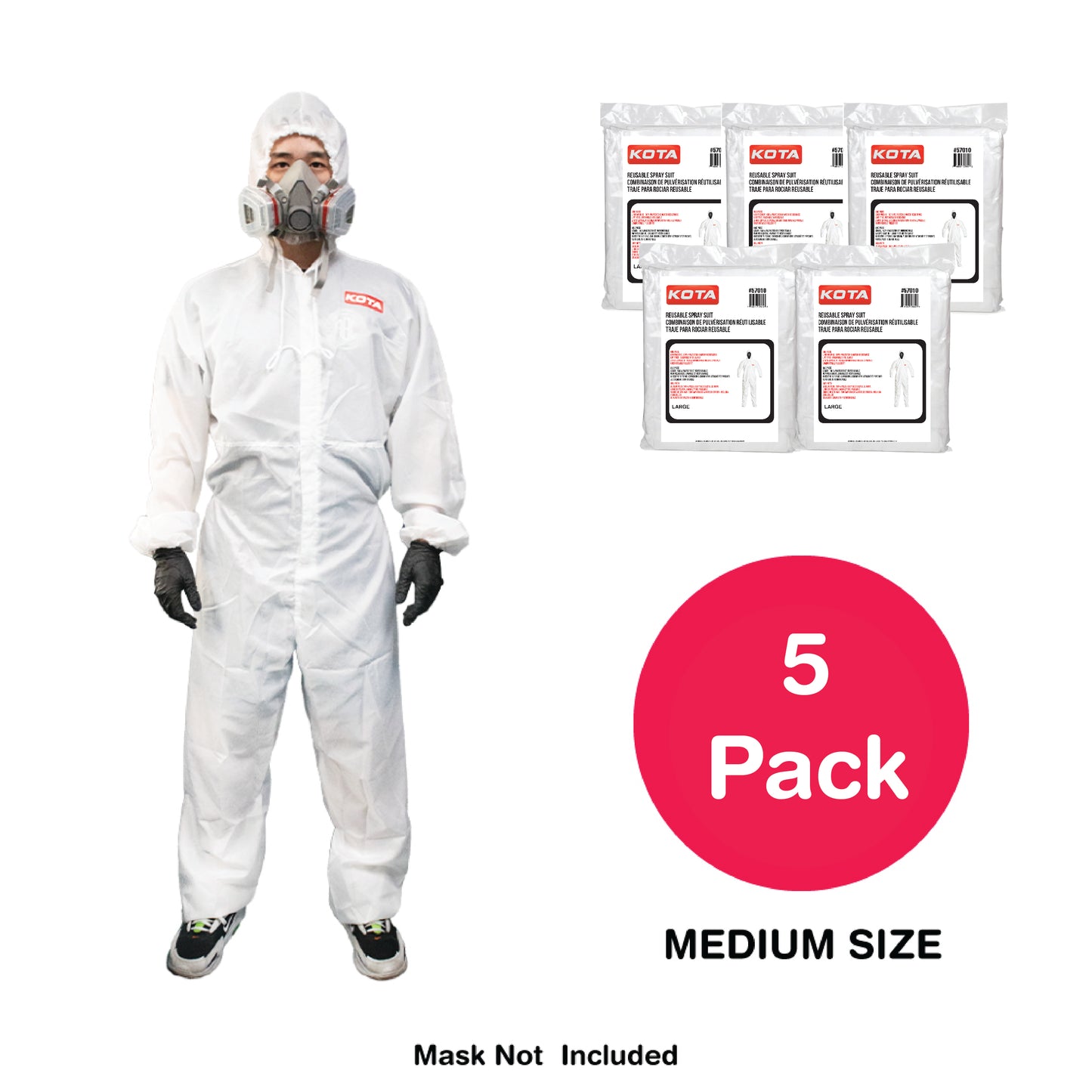 LAUCO White Polyester Reusable & Washable Paint Coverall Spray Suit With Hood