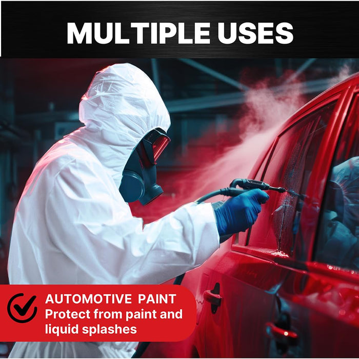 LAUCO KOTA Disposable Protective Coverall Suit with Hood, with Hood, Elastic Waist and Wrist for Spray Painting (25, X-Large)