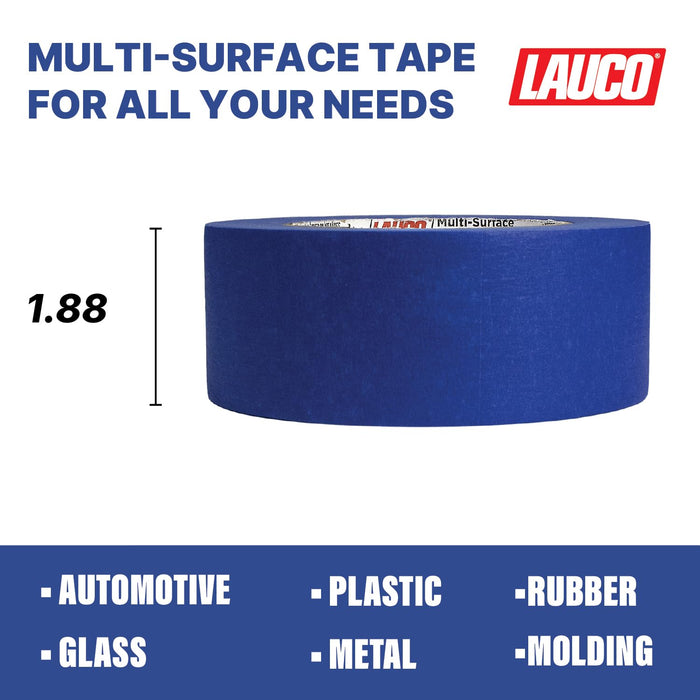 LAUCO Multi-Surface Blue Painter’s Masking Tape, Medium Adhesion, UV-Resistant, Clean Removal, 1.88 in x 60 yds (48mm x 55m) Rolls, Ideal for Indoor & Outdoor Painting, Trim, Walls, 5 Rolls