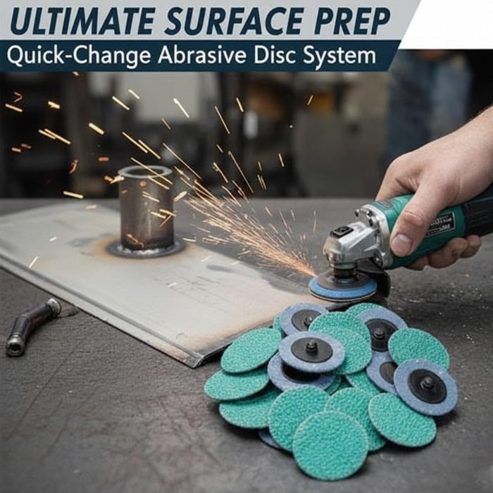 Lauco 3" 24 Grit Quick Change Zirconia Coarse Cut Grinding Disc Set, 25 Discs & Backing Pad - R-Type Roll Lock Sandpaper Discs - ﻿Grinding & Finishing