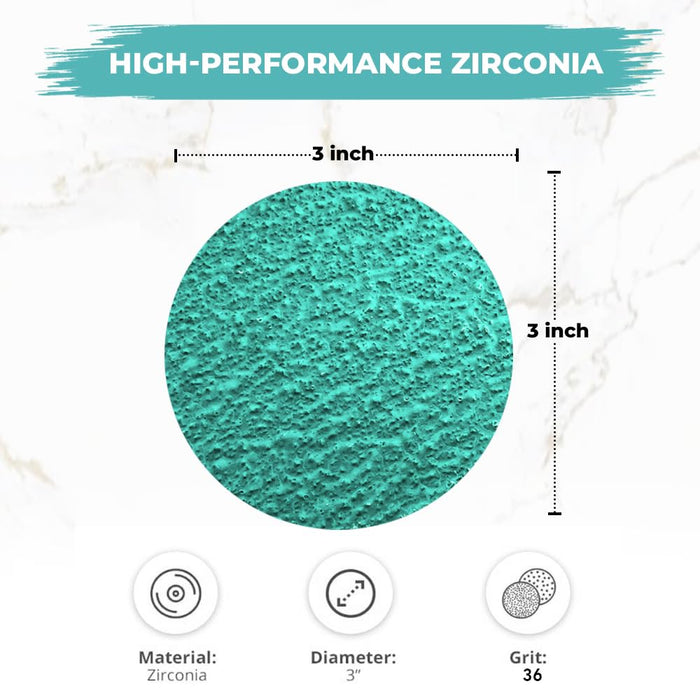 Lauco 3" 24 Grit Quick Change Zirconia Coarse Cut Grinding Disc Set, 25 Discs & Backing Pad - R-Type Roll Lock Sandpaper Discs - ﻿Grinding & Finishing