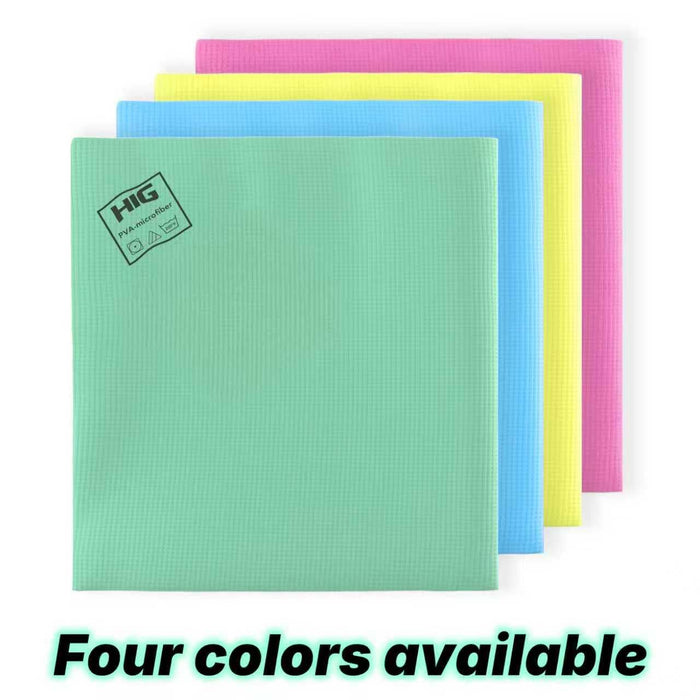 HIG PVA Microfiber Cleaning Towels, Professional Grade Synthetic Chamois Cloths for Streak Free Shine, Ultra Absorbent, Smooth & Reusable All-Purpose Cleaning Rags for Home, Car & Kitchen (5, Green)
