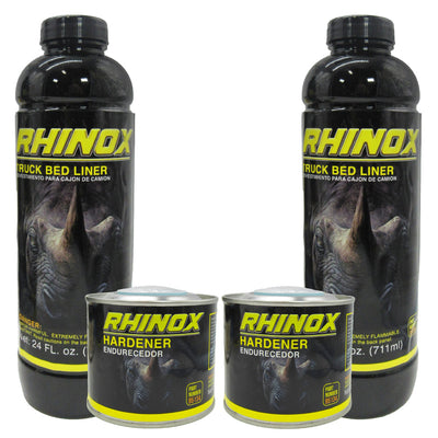 Rhinox Tintable 0.5 Gallon Urethane Spray-On Truck Bed Liner Kit - 2 Bed Liners and 2 Hardeners - Easy 3 to 1 Mix Ratio, Just Mix, Shake and Shoot It - Professional Durable Textured Protective Coating