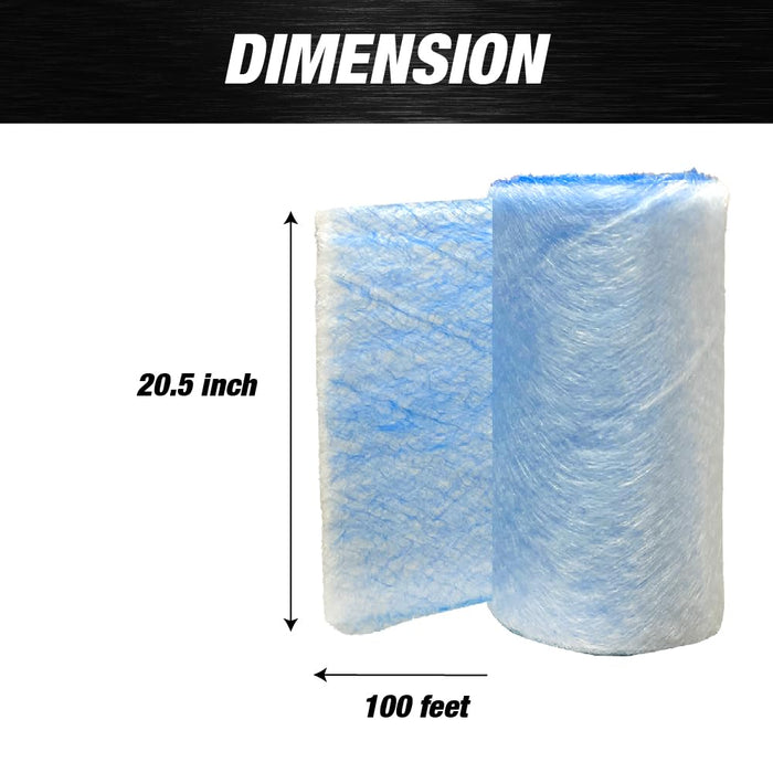 LAUCO Premium Paint Spray Booth Fiberglass Exhaust Filter Roll - 18 Gm Heavy-Duty Blue Fiberglass Paint Arrestor - Captures Traps Overspray Paint Particles in Autobody Booths (20.5 Inches x 100 Feet)