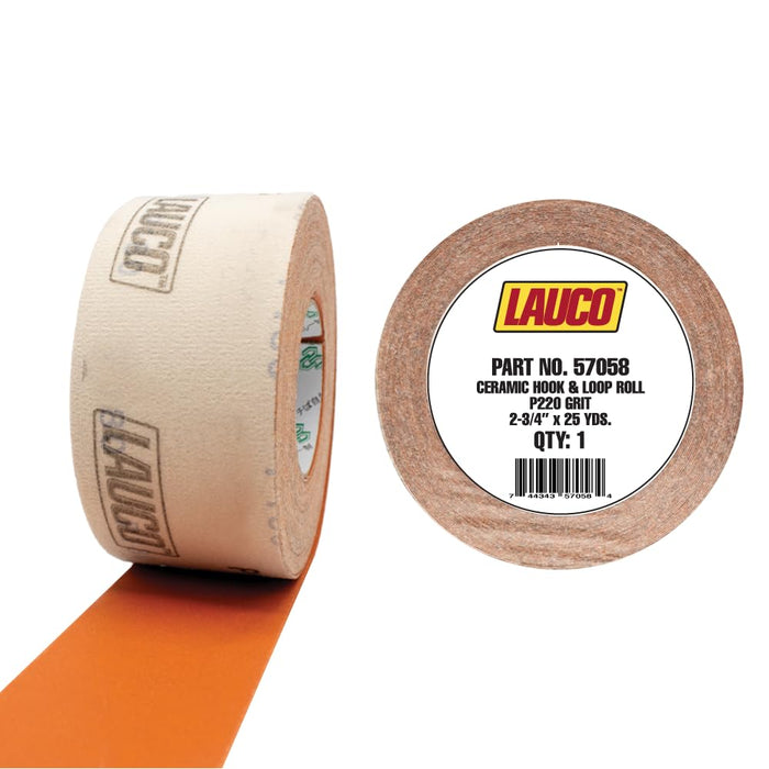 LAUCO Premium 220 Grit Ceramic Grain Hook & Loop Sanding Roll Each 2.75" x 25 Yard - Hook & Loop Continuous Longboard Sandpaper for Automotive and Woodworking