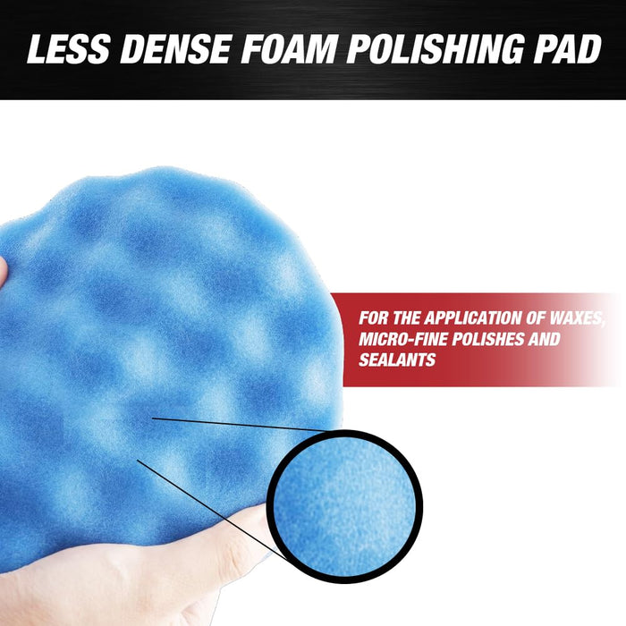 LAUCO Blue Waffle Foam Polishing Pad 8 Inch (203.2mm) | Light Cut Buffing Pad with Hook & Loop Grip | Intermediate Polish, Pre-Wax Cleaner & Sealant Application 9030