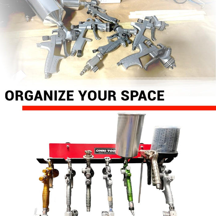 LAUCO Multiple Paint Spray Gun Holder, Paint Gun Holder - Holds 7 Guns Without Cups or 4 Guns with Cups, Stable and Scratch-Free Design (2 Pack) [87209]