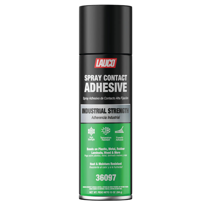 LAUCO Spray Contact Adhesive 13oz, Pack of 1, Industrial Strength Heavy Duty Glue for Wood, Metal, Plastic & Rubber, Heat & Moisture Resistant Fast Bond Multi-Surface Spray Adhesive