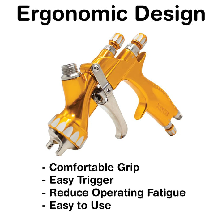 KOTA Gold Edition HVLP Spray Gun 1.4 mm with Paint Cup – Professional High Transfer Efficiency Spray Gun for Automotive and Industrial Finishing GT30014