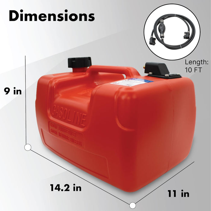 LAUCO Portable Marine Fuel Tank Caddy – 12 Liter Gas & Diesel Container with Transfer Hose and Nozzle, Mobile Fuel Storage for Boats, Docks, Farm, Shop & Garage 87238
