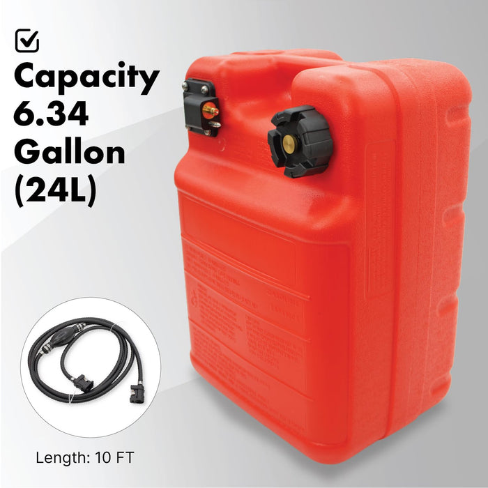 LAUCO Portable Marine Fuel Tank– 6.34 Gallons Gas & Diesel Container with Transfer Hose and Nozzle, Mobile Fuel Storage for Boats, Docks, Farm, Shop & Garage 87239