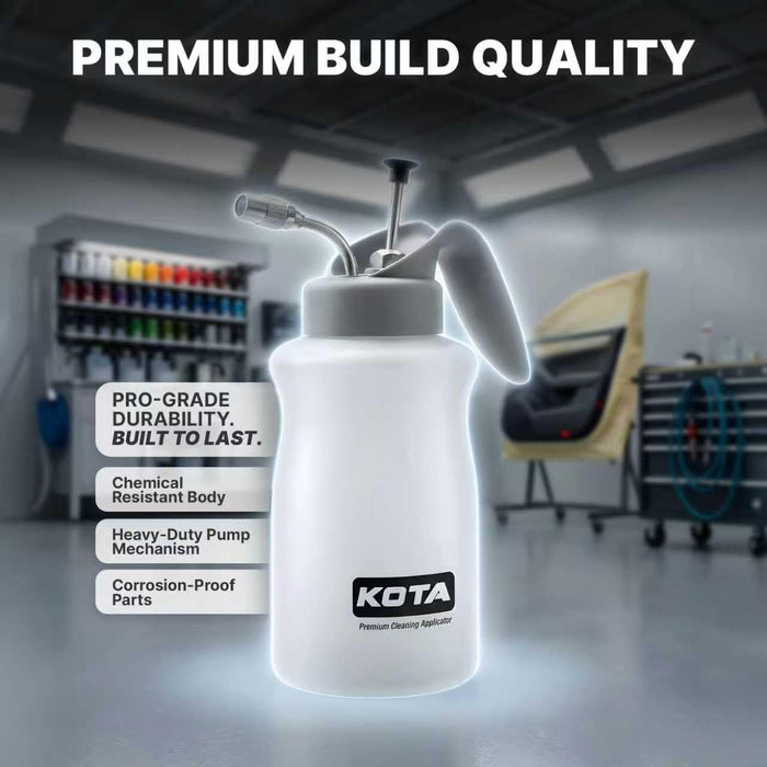 KOTA 1 L Adjustable Hand Pump Pressure Sprayer, Heavy-Duty Multipurpose Bottle for Automotive Solvents, Surface Prep & Car Detailing, Chemical-Resistant PE Construction (Cleaning Applicator) 75880
