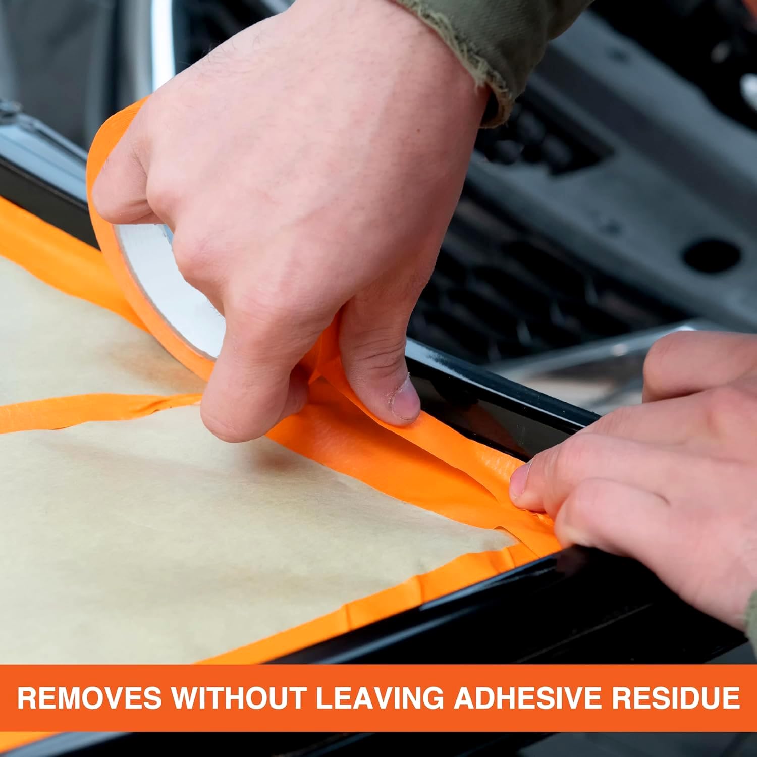 LAUCO Orange Automotive Refinishing Masking Tape 0.75 in x 60 yd (12 Rolls) – Autobody Painters Tape, UV, Moisture & Heat Resistant, No Residue, Multi-Purpose for Auto Paint & Vinyl Wrap