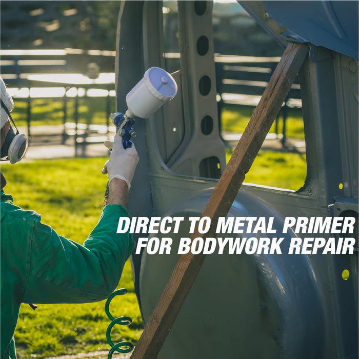 LAUCO All-In-One Direct-to-Metal (DTM) 2K Urethane Primer Surfacer Kit (Gray, 1 Liter) with Medium Hardener/Activator (8 oz) – High Build Filler/Sealer (4:1 Mix) 722