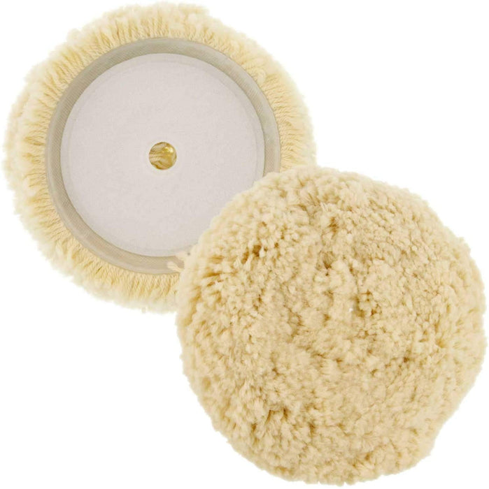 Heavy-Duty Wool Compounding Pad 8 Inch (Hook & Loop) | Professional Buffing and Polishing Pad for Rotary Polisher | Aggressive Cutting, Buffing, and Auto Detailing 8996
