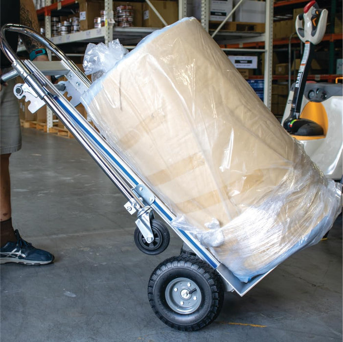 Aluminum Hand Truck and Dolly, 2 in 1 Design 550 Lbs Capacity, Lightweight Frame, Industrial Collapsible Cart, Dolly Cart with Rubber Wheels for Transport and Moving in Office, Warehouse, and More