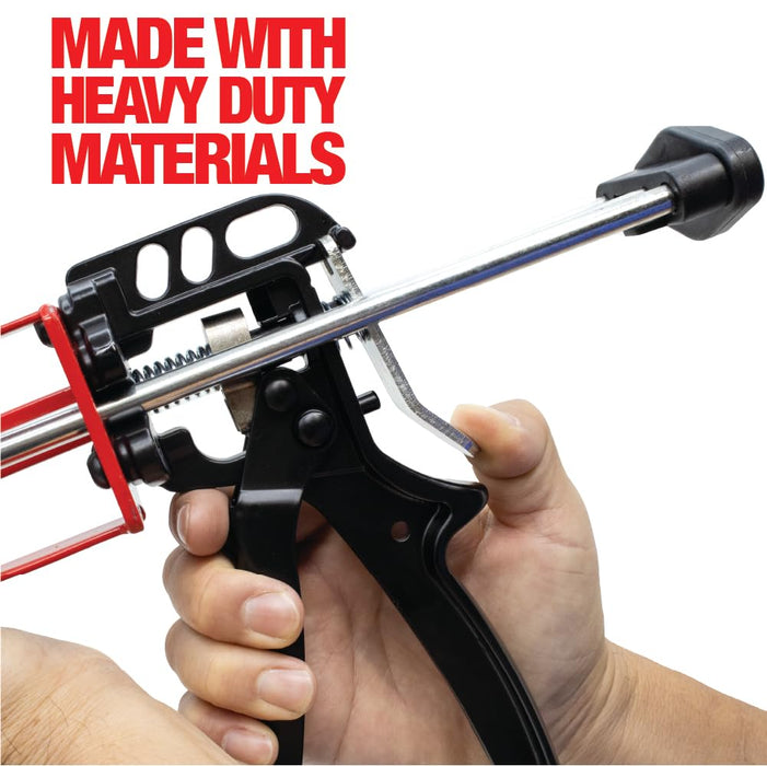 LAUCO Dual Cartridge Epoxy Gun 200 ml – Manual 1:1 and 2:1 Adhesive Applicator for Panel Bonding, Structural Epoxy, Fillers, and Plastic Repair (33093)