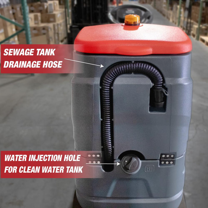 Commercial Ride-On Floor Battery Powered Scrubber Machine, 22" Brush, Complete Set of Parts, , With Two 22" Brushes, 5 Hours Continuous Working Time, 17 Gal Tank, 36,166 Sqft/H Efficiency 17456