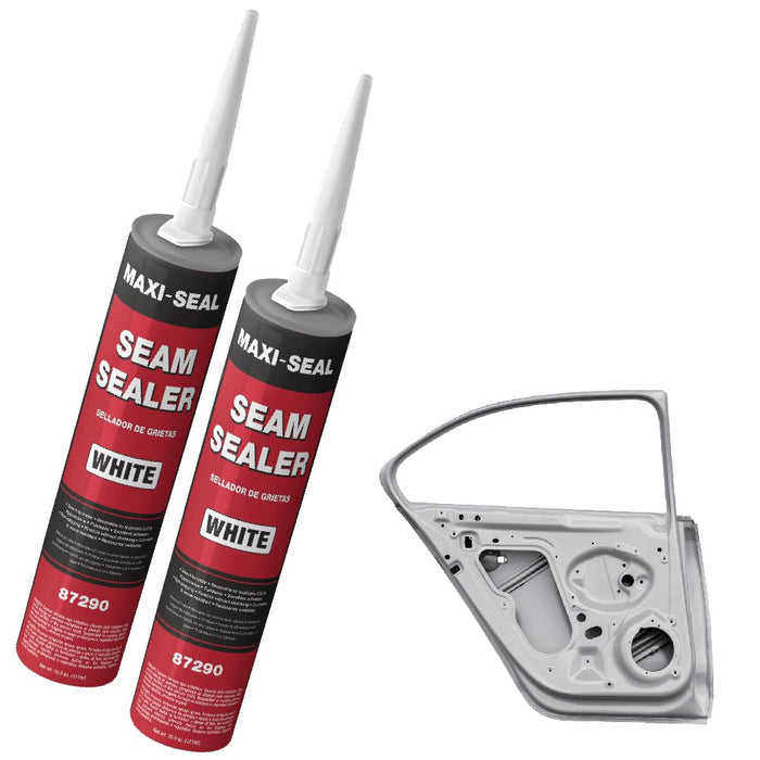 Maxi-Seal Polyurethane Seam Sealer (2-Pack, White, 10.5oz Tube) | Flexible, Brushable Auto Body Filler to Duplicate OEM Seams | Durable Joint Compound for Car & RV Repair