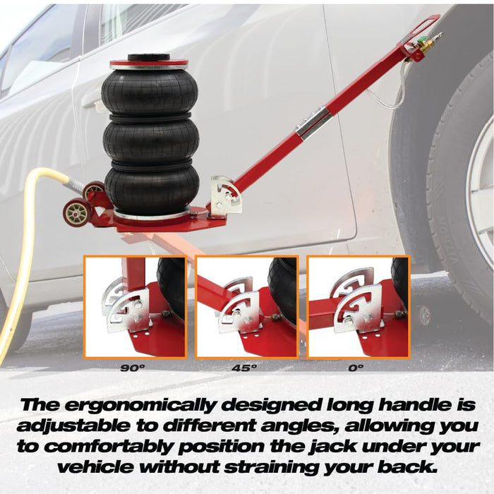 3 Ton Triple Bag Air Jack Lift, 6600 lbs Pneumatic Airbag Jack with Long Handle, Quick Lift Air Jack, Heavy Duty Automotive Jack, 5.5" to 15.5" Lift Range for Cars, SUVs, Pickups and Garage Repair