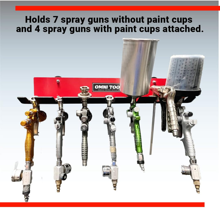 LAUCO Multiple Paint Spray Gun Holder, Paint Gun Holder - Holds 7 Guns Without Cups or 4 Guns with Cups, Stable and Scratch-Free Design (2 Pack) [87209]