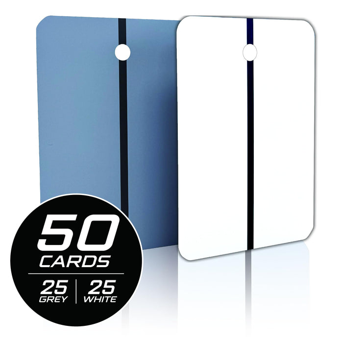 LAUCO Metal Spray Out Cards – White & Medium Grey Automotive Color Matching Test Panels – 4" x 6" Spray Out Sample Cards – (50 Pack)
