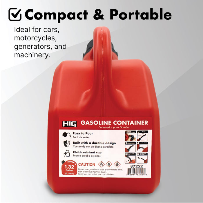 LAUCO Portable Fuel Tank, Gas Container, 1.5 Gallon Gas & Diesel Container with Transfer Hose and Nozzle, Mobile Fuel Storage for Boats, Docks, Farm, Shop & Garage 87252