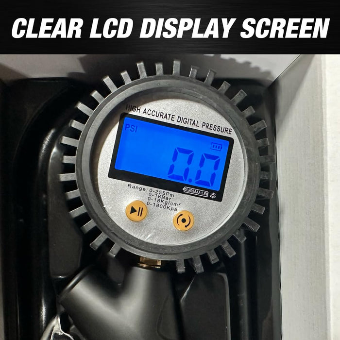 Digital Tire Pressure Gauge for Tire Inflator with Pressure Gauge 250PSI,Quick Connect Coupler for Air Compressor, Highly Accurate, Pressure Gauge with Deflator