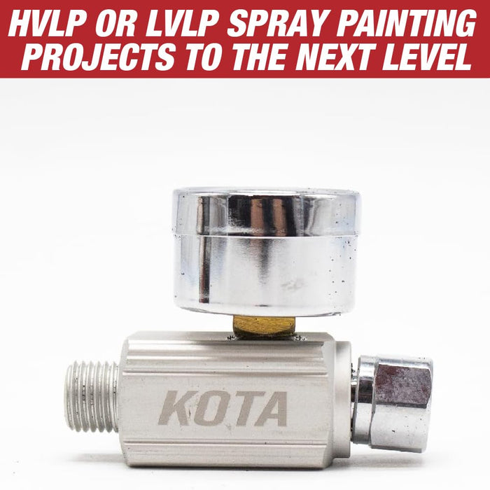 LAUCO KOTA HVLP/LVLP Spray Gun Air Regulator with Pressure Gauge and Air Flow Control ¼-inch NPT Diaphragm Type in Line Regulator for Air Compressor 24578
