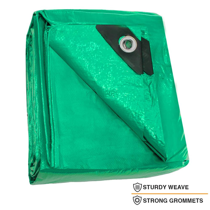 Heavy Duty Green Tarp - 24ft x 36ft - 5 MIL Multipurpose UV Resistant, Waterproof Protective Tarp Cover with Metal Grommets and Reinforced Edges - for Roof, Camping, Patio, Boat, Car 39111