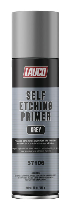 LAUCO Self Etching Primer Grey Aerosol Spray Can 13oz (57106)- Automotive and Industrial Primer - Great for use on Bare Metal Areas Before applying Truck Bed Liner (1) 57106
