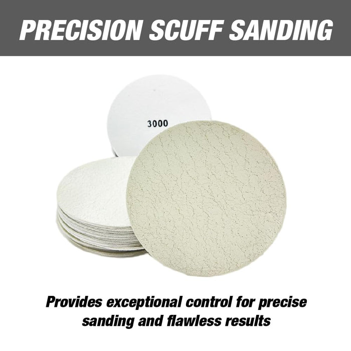 6 Inch Foam Sanding Disc P3000 Grit Pack of 15 Discs, Fine Finishing Pad for Automotive Paint Polishing, Headlight Restoration & Clear Coat Repair, Hook & Loop Sander Pad for Professional Detailing
