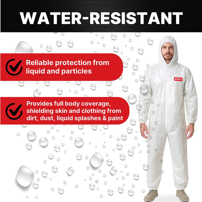 LAUCO KOTA Disposable Protective Coverall Suit with Hood, with Hood, Elastic Waist and Wrist for Spray Painting (5, Medium)