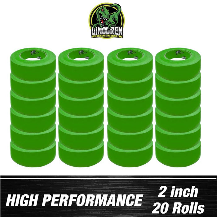 LAUCO DINOGREN High Performance Masking Tape for Car Paint, Heat & Water Resistant, Multi-Purpose Green (2in-20rolls)