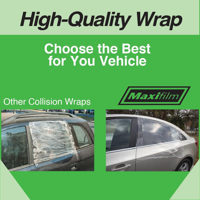 MAXIFILM Crash Wrap, 36 inch x 100 feet, Clear Collision Wrap for Damaged Vehicles & Car Windows, Removes Cleanly, Attaches Securely, Removes Cleanly (1885)