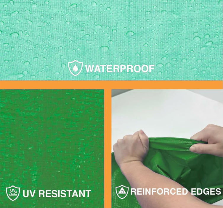 Heavy Duty Green Tarp - 18ft x 24ft - 5 MIL Multipurpose UV Resistant, Waterproof Protective Tarp Cover with Metal Grommets and Reinforced Edges - for Roof, Camping, Patio, Boat, Car 39109