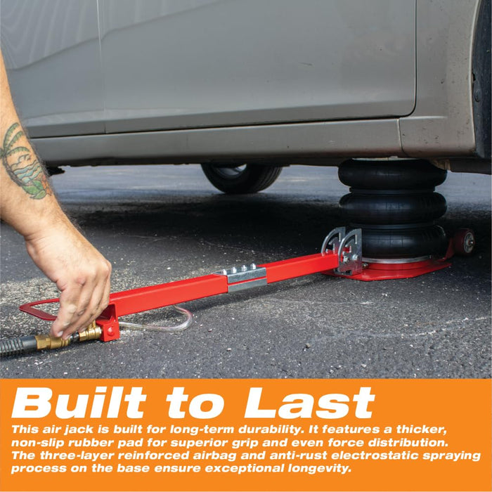 3 Ton Triple Bag Air Jack Lift, 6600 lbs Pneumatic Airbag Jack with Long Handle, Quick Lift Air Jack, Heavy Duty Automotive Jack, 5.5" to 15.5" Lift Range for Cars, SUVs, Pickups and Garage Repair