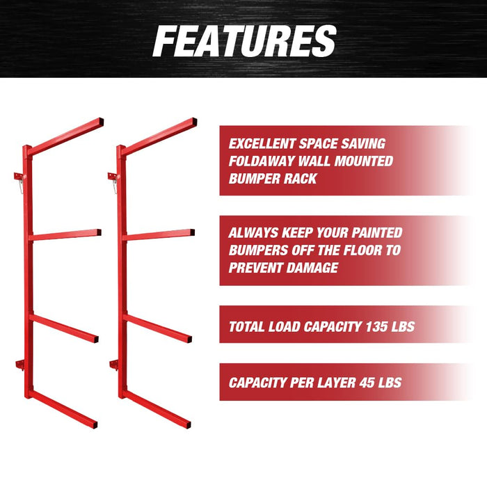 LAUCO Wall Mounting Bumper Stand - Auto Bumper Storage Rack - Efficient Storage Solution for the Body Shop, Bumper Rack, Body Shop Parts Rack- 4572
