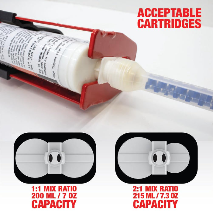 LAUCO Dual Cartridge Epoxy Gun 200 ml – Manual 1:1 and 2:1 Adhesive Applicator for Panel Bonding, Structural Epoxy, Fillers, and Plastic Repair (33093)