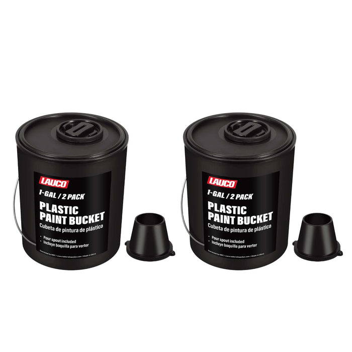 Lauco 2-Pack Plastic Paint Cans with Lids, 1 Gallon Unlined Storage Containers – Durable Tinplate Buckets for Paint, Solvents, Craft Supplies & DIY Projects 75900