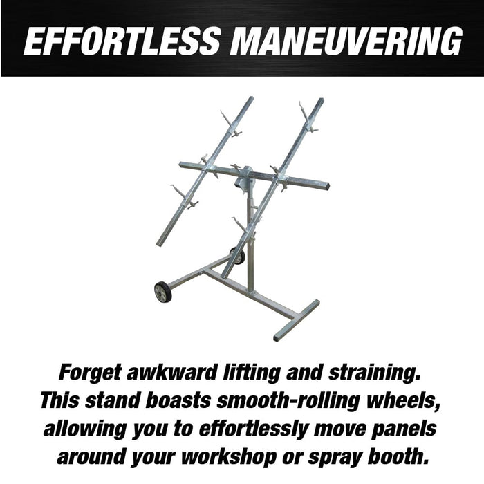LAUCO Rotating Panel Repair Paint Stand (4571) – Adjustable 180° Swivel Automotive Panel Stand with Wheels for Doors, Bumpers, Wings, and Body Panels – Heavy Duty Repair and Paint Rack HM-ESCR-061N