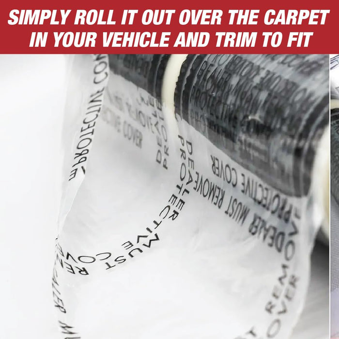 MAXIFILM 4 mil Adhesive Automotive Clear Plastic Carpet Protector Film Roll 24 inch x 200 feet, Sticky Car Carpet Cover Sheets, Perforated Every 21” - 100 Mats Per Roll ACPF1886